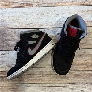 Jordan Black and Red Youth Sneakers Y6